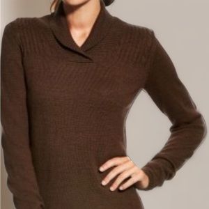 Jeanne Pierre Cable-Knit Shawl Collar Sweater Dark Brown Size XL